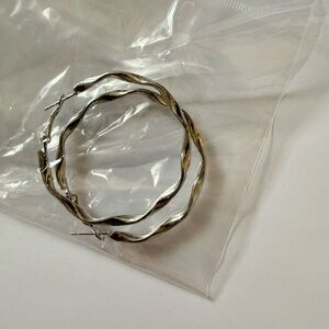 Silver Twisted Hoop Earrings